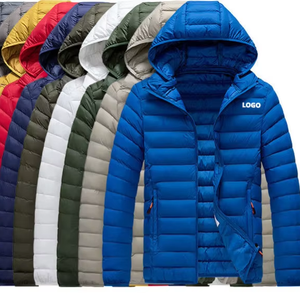 Veste d'hiver rembourrée en coton à capuche noire surdimensionnée avec logo personnalisé, vente en gros, légère et chaude, pour hommes - Product Image 1