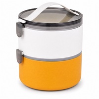 Custom BPA-vrije voedselveilige PP dubbelwandige lunchbox bentobox tiffin met lepel en vork, vaatwasserbestendig voor volwassenen op kantoor