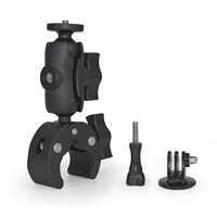 Support de fixation à double rotule pour caméra d'action, pince de barre pour GoPro, DJI, Insta360, guidon de vélo/moto, reflex numérique, anneau lumineux