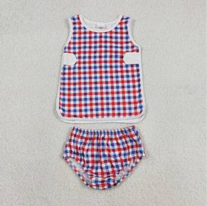 Sibling Baby Boys Girls Bows Checkered Tunic Bummies <b>Clothes</b> Sets - Product Image 5