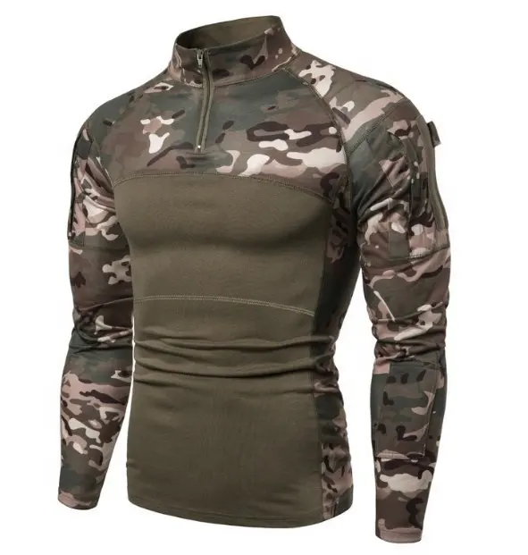 Camiseta de camuflaje táctico estilo táctico vestido Camiseta de manga larga tipo camisas negro camuflaje táctico senderismo hombres camiseta