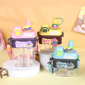 Nuovo 2023 Cartoon children outdoor portable water bottle Cute kids mother 500ml sub-warehouse bottiglie d'acqua in plastica con cannuccia - Product Image 3