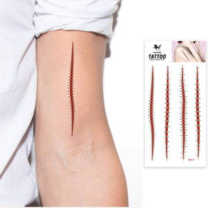 2025 nuevas pegatinas populares de <span class=keywords><strong>tatuaje</strong></span> de Halloween puntadas de herida cicatriz efectos especiales maquillaje tatuajes temporales impermeables - Product Image 4