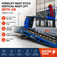 Nacelle élévatrice verticale à flèche (MEWP) OEM électrique 200 kg, 12 m, avec points d'arrimage, balise lumineuse, entraînement AC, rotation 352°, style chariot élévateur