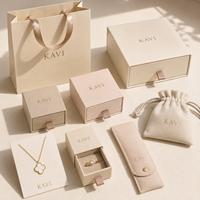 Boîte à bijoux rose nude à tiroirs, kit de rangement en microfibre, pochette personnalisée avec logo imprimé, sac fourre-tout en papier pour la vente au détail – Vente chaude