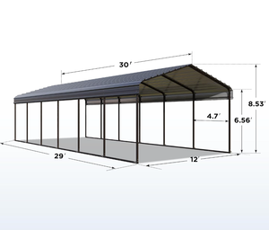 <span class=keywords><strong>Abri</strong></span> pour voiture 12x30 pieds, <span class=keywords><strong>abri</strong></span> métallique pour 2 voitures, auvent robuste, garage portable <span class=keywords><strong>avec</strong></span> <span class=keywords><strong>toit</strong></span> <span class=keywords><strong>en</strong></span> <span class=keywords><strong>acier</strong></span> <span class=keywords><strong>galvanisé</strong></span>, <span class=keywords><strong>abri</strong></span> multi-usages - Product Image 4