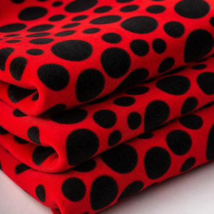 Tissu en velours floqué à pois rouges et noirs, écologique, anti-rides, respirant, pour robe, sac, décoration <span class=keywords><strong>textile</strong></span> de maison - Product Image 3