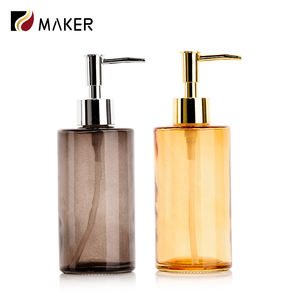 Récipient rond de distributeur de pompe de savon liquide de lavage de main en verre de luxe <span class=keywords><strong>330ml</strong></span> bouteille décorative de pompe de lotion de shampooing de remplacement de corps - Product Image 6