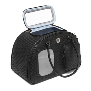 Sac à dos respirant pour animaux de compagnie en PU à carreaux avec petite poche pour chatons et chiens, sac fourre-tout pour femme - Product Image 3