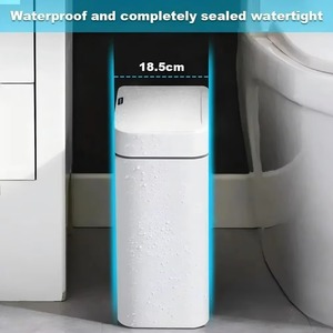 White Plastic Automatic Sensor Trash <b>Bin</b> Rectangular Waterproof Waste Can with Lid for Bathroom Kitchen <b>Bedroom</b> Office - Product Image 5