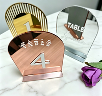 Numéros de table en acrylique miroir personnalisés en or, argent, noir, rose, blanc, formes personnalisées, 1 à 50, écologiques, logo personnalisé pour mariage et fête