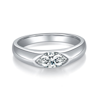 Bague en moissanite de luxe pour femme, taille marquise, 1 carat, en argent 925 plaqué, avec pierres de couleur D, test diamant VVS