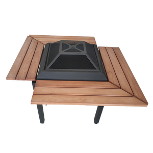 Outdoor 4 SEAT Wood <strong>Table</strong> <strong>Top</strong> Fire Pit <strong>Barbecue</strong> - Product Image 5