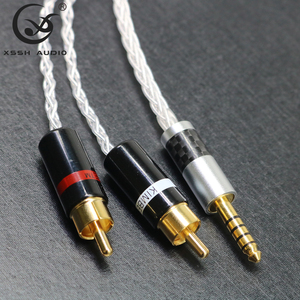 Câble audio auxiliaire 8 cœurs plaqué argent <span class=keywords><strong>HIFI</strong></span>, diamètre 3,8 mm, 4,4 mm vers 2 RCA, extension DIY/OEM personnalisable, câble audio et vidéo - Product Image 6