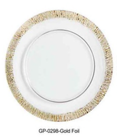 Assiettes à dîner en verre transparent à texture craquelée dorée en gros pour une décoration de table luxueuse. Convient pour les événements et les mariages