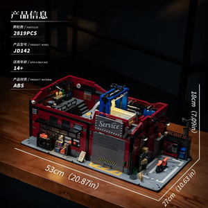 EN STOCK JD142 MOC Idea Taller de Reparación de Autos Estilo Americano, Bloques de Construcción, Ladrillos para Armar, Juguetes DIY para Niños, Regalo de Navidad - Product Image 6