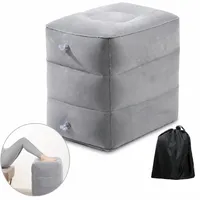 Repose-pieds de voyage gonflable portable et réglable à trois niveaux, coussin pour les jambes en PVC pour avion, voyage, bureau