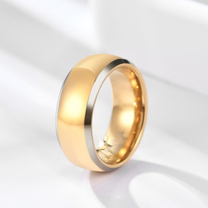 Bague en acier tungstène pour femme, 6 mm 8 mm, bicolore or noir, tendance, polyvalente, bijou cadeau - Product Image 1