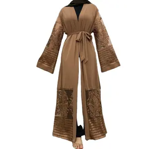 S0013 son tasarım yeni model Dubai toptan giyim çiçek dantel türk kimono abaya kaftan müslüman kadınlar zarif elbise kaftan