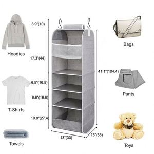 Organisateur de placard suspendu pliable sur mesure, 5 couches, en tissu non tissé - Product Image 4