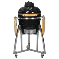 Barbecue au charbon de bois céramique SEB KAMADO, sans fumée, 16 pouces, en acier inoxydable, texture écaille de poisson, hauteur réglable, télécommande