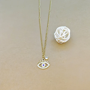 Jewelry Simple Style Classic Style Eye Stainless Steel Rhinestones Inlay Pendant <b>Necklace</b> - Product Image 4