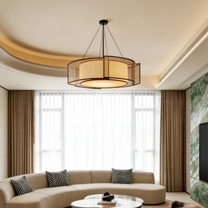 Lámpara de techo de estilo chino, redonda, 60cm, 80cm, 100cm, 120cm, fuente de luz LED, base de bombilla E27, control de interruptor, luz de techo para sala de estar - Product Image 1