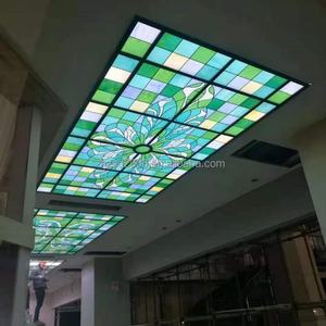 Bloc de verre Tiffany artisanal personnalisé avec cadre en fer, éclairage de plafond de style européen pour la décoration de la maison, de l'hôtel et de la villa - Product Image 1