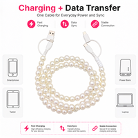 Câble de charge USB Type C 4-en-1 en perles, multi-chargeur, transfert de données, accessoire de mode, cadeau, vente en gros