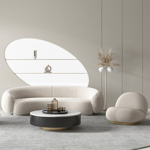 Bộ ghế <span class=keywords><strong>sofa</strong></span> hiện đại 3+2+1 sang trọng, thiết kế cong, chất liệu boucle, dành cho phòng khách, nội thất gia đình. - Product Image 3