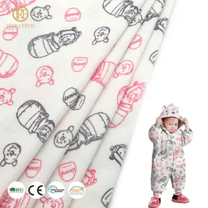 Neuzugang 96% Polyester 4% Elasthan Stoff Grob nadel gebürstet Druck Stoff gestrickt Polyester Stoff für Baby kleidung