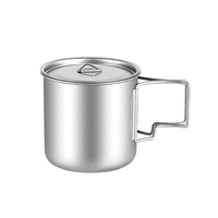 Tasse à eau légère pliable de qualité alimentaire 99,7 % en titane pur pour pique-nique, randonnée, camping, thé et café