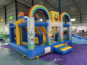 บ้านลมเป่าลมพีวีซีแบบใหม่ ดีไซน์เชิงพาณิชย์ ขนาด 6x4.5 เมตร สำหรับ 12 คน ทนทาน รูปแบบสปอนจ์บ็<span class=keywords><strong>อบ</strong></span> พร้อมสไลเดอร์ ได้รับมาตรฐาน CE - Product Image 3