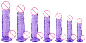 Vente en gros : Dildo en gelée de cristal pour masturbation féminine, Dildo réaliste avec ventouse, Plug anal transparent, Produit sexuel - Product Image 3