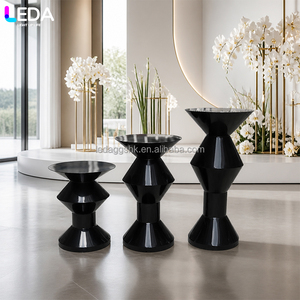 ชุดโต๊ะขนมทรงกรวยสีดำสแตนเลส 3 ชิ้น LEDA Modern Party Event Supplies สำหรับโรงแรมงานแต่งงาน - Product Image 1