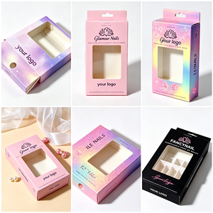 Boîte en carton personnalisée pour <span class=keywords><strong>faux</strong></span> <span class=keywords><strong>ongles</strong></span> avec fenêtre découpée, emballage cosmétique pour nail art, vente en gros - Product Image 4