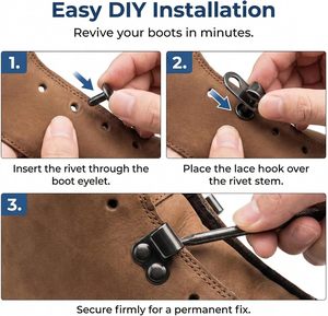 20 Sets Metal <b>Outdoor</b> Boot <b>Hook</b> Eyelets & Speed <b>Hooks</b> with Lace Buckles for Hiking Boots and Leather Shoe Repair - Product Image 5