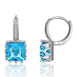 Fashion Stud Earrings Square Blue Zircon Bezel Setting Party Jewelry Women's Earrings Zinc Alloy Geometric Design - Product Image 1