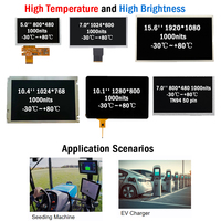 Leggibile alla luce solare, ampia temperatura di funzionamento, 1000 nit, da -30 a +80°C ℃   Moduli LCD TFT da 5, 7, 10.1, 10.4, 15.6 Pollici per Macchine Seminatrici e Caricatori EV