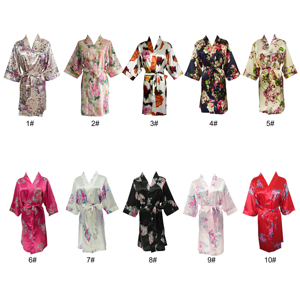 Envío Inmediato: Bata de Lujo de Seda Satinada Floral para Novia y Dama de Honor, Tallas Grandes, Estampada, para Mujer, Verano, Cuello en V, Manga Tres Cuartos, para Boda - Product Image 6