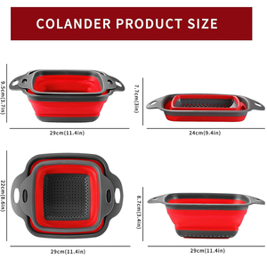 Colador <span class=keywords><strong>plegable</strong></span> de silicona para frutas y verduras, cesta de lavado, colador, <span class=keywords><strong>escurridor</strong></span> <span class=keywords><strong>plegable</strong></span> con asa - Product Image 2