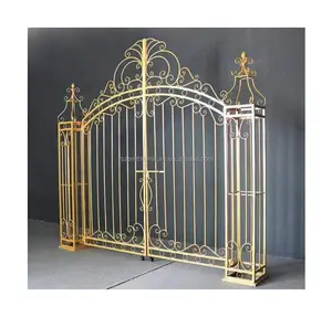 Event Decoration Supplies Ceremony Entrance White Metal Arch Stand Gold Gate Backdrop Wedding
