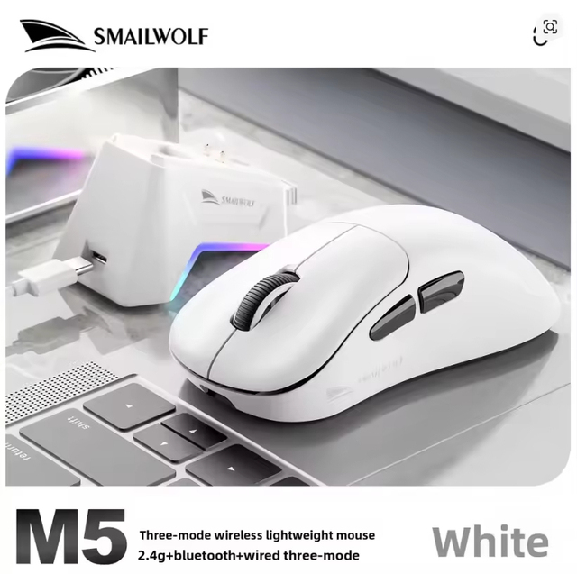 SMAILWOLF M5 Tri Mode Wireless Gaming Mouse PAW3311 Sensor Lightweight for Gaming/E-Sports Desktops & Laptops