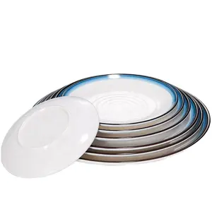 Wholesale Blue Color Tableware Food Grade Melamine Plate Dinner Plate Cheap Plate