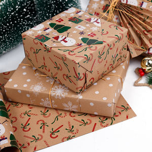 2025 Papel de regalo de Navidad 43*1000 cm Papel Kraft Impresión de doble cara Embalaje de papel de regalo - Product Image 3