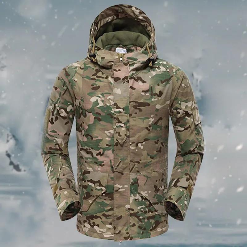 G8 tactical camouflage windbreaker outdoor fleece camouflage jacket men's custom storm coat fleece thickened hoodie