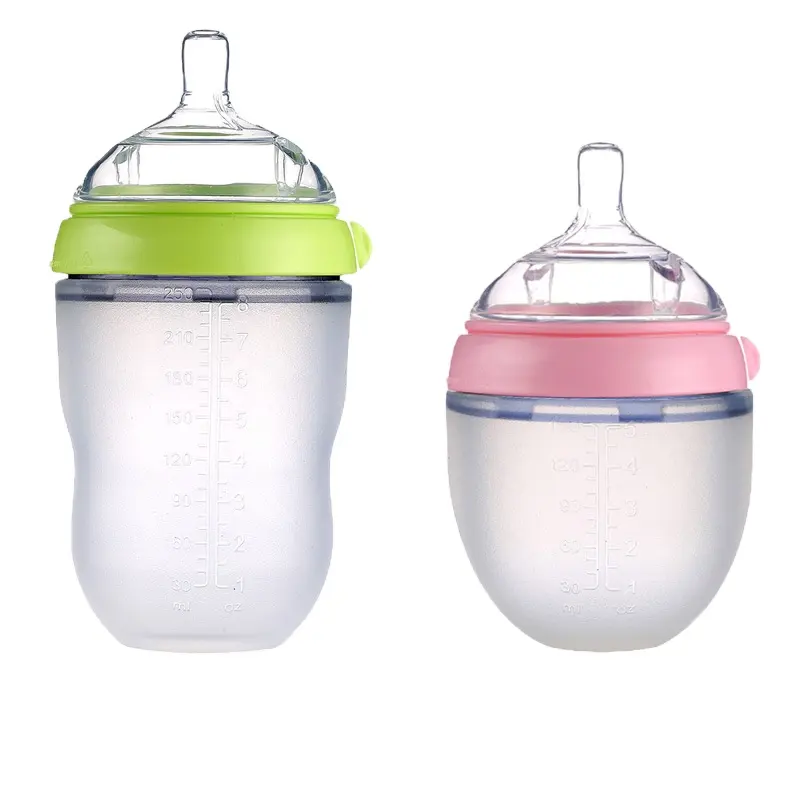 Mumlove Bpa Free 100% Food Grade Baby Silicone Milk Feeding Baby Bottle Milk Nipple Feeder Set 3 in 1 Silicone Baby Bottles