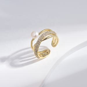 factory price plata 925 sterling silver woman fashion dainty <b>rings</b> minimalist gold plated vintage freshwater <b>pearl</b> finger <b>ring</b> - Product Image 5