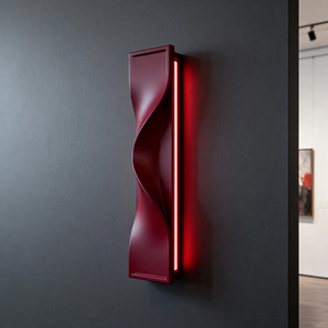 Modern Red <b>Wall</b> Lamp LED <b>Light</b> Contemporary Design Rectangular Plastic Shade <b>Wall</b>-Mounted Living Room Lighting - Product Image 6