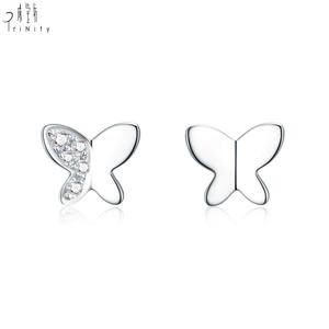 Nouveau Design à la mode 18K solide or blanc véritable diamant naturel boucle d'oreille papillon forme boucle d'oreille bijoux pour les filles - Product Image 1